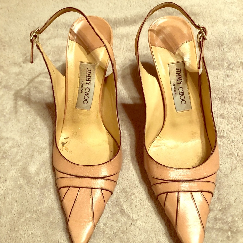 Jimmy Choo Authentic Used Pink Slingbacks